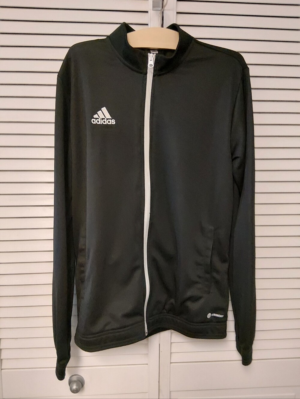 adidas Black Full-Zip Performance Jacket with White Trim